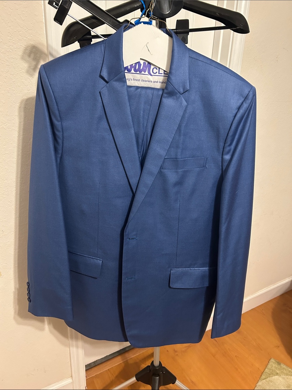 Source Unknown Men's Royal Blue Single-Breasted Suit Jacket Taylor made suit